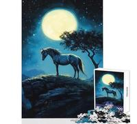 Puzzle 1000 pièces pour Adultes Cheval de l'ombre Nocturne Jeu Anti-Stress pour Un Anniversaire Jeu Impossible Renforce l'amour Entre Couples Dimensions 38x52cm