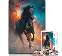 Puzzle 1000 pièces pour Adultes Cheval Noir, Aide Le Cerveau à exercer des Jouets addictifs pour cultiver la Patience Décoration Parfaite 38x26cm