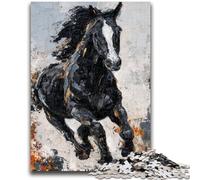 Puzzle 1000 pièces pour Adultes Cheval Noir et doré Jouets éducatifs Jeux familiaux Stimuler l'amour Entre Couples 50x75cm