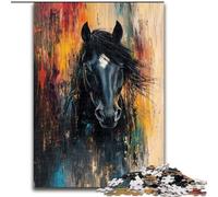Puzzle 1000 pièces pour Adultes Cheval Noir, Jouet éducatif idéal comme Cadeau pour Toute la Famille à partir de 14 Ans (Taille 50x75cm)