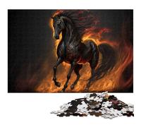Puzzle 1000 pièces pour Adultes Cheval Noir Puzzle Difficile Une œuvre d'art pour Les Adolescents de 14 Ans et Plus (Taille 75 x 50 cm)