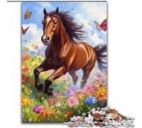 Puzzle 1000 pièces pour Adultes Cheval Parmi Les Fleurs Puzzle 1000 pièces pour Adultes avec Jeu interactif Familial, pour Les 14 Ans et Plus (Taille 50x75cm)
