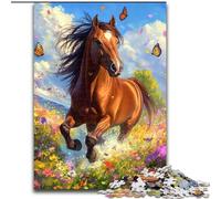 Puzzle 1000 pièces pour Adultes Cheval Parmi Les Fleurs Puzzles pour Adultes Jeu d'intérieur éducatif et Amusant pour la décoration intérieure (Taille 26x38cm)