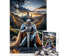 Puzzle 1000 pièces pour Adultes Chevalier agenouillé Devant Un château Décoration Murale pour Jouer en Famille Renforce Les Liens d'amour Entre Couples Dimensions 50x75cm