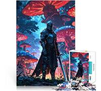 Puzzle 1000 pièces pour Adultes Chevalier dans la forêt enchantée des Champignons Jeu de Quiz Œuvre d'art 52x38cm