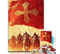 Puzzle 1000 pièces pour Adultes, Chevalier de l'armée de Croisade, pour Adolescents, 1000 pièces, Jeu Familial Anti-Stress, défi Difficile, Cadeaux du Père Noël Secret 50x75cm