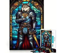 Puzzle 1000 pièces pour Adultes Chevalier Loup en vitrail Un Jeu Amusant et Relaxant,découpé au Laser avec Une qualité supérieure,idéal pour se détendre et Faire Travailler Ses méninges à la Maison