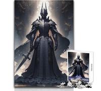 Puzzle 1000 pièces pour Adultes - Chevalier Noir en Armure Détendez-Vous en Toute tranquillité Assemblage Stable et découpe précise Dimensions:38x26cm