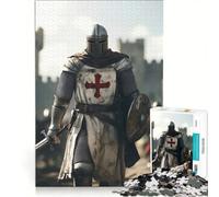 Puzzle 1000 pièces pour Adultes - Chevalier templier en Armure Jeu de Construction activité ludique à la Maison pour Toute la Famille 50x75cm