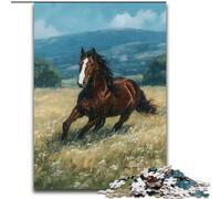 Puzzle 1000 pièces pour Adultes Chevaux dans la Prairie, Jouet éducatif idéal comme Cadeau pour Toute la Famille à partir de 14 Ans (Taille 50x75cm)