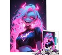 Puzzle 1000 pièces pour Adultes Cheveux Roses néon Gothiques Aide à exercer Le Cerveau et à améliorer la mémoire Jeu éducatif pour Les 14 Ans et Plus (38x26cm)