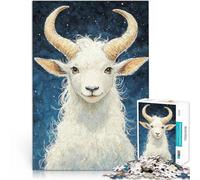 Puzzle 1000 pièces pour Adultes Chèvre Blanche avec des Cornes Compétition de Vitesse Manuelle Une œuvre d'art 75x50cm