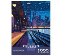 Puzzle 1000 Pièces pour Adultes Chicago Cityscape at Night Puzzle Casse-tête Difficile, Idéal comme Cadeau pour Toute La Famille 52x38cm/1000pcs