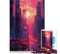 Puzzle 1000 pièces pour Adultes Chicago Cyberpunk Décoration épurée Jouet d'exercice cérébral Jeu d'ambiance Amusant pour Un Anniversaire (38x26cm)