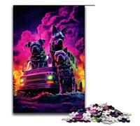 Puzzle 1000 pièces pour Adultes Chien à côté du Camion de Pompiers Puzzle Jeu Pratique 1000 pièces (75 x 50 cm)