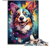 Puzzle 1000 pièces pour Adultes, Chien Corgi coloré en Bois, Cadeau pour Hommes et Femmes, Quotidien et Occasions spéciales 50x75cm, activité de Jeu familiale captivante