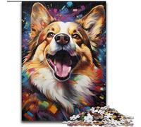 Puzzle 1000 pièces pour Adultes, Chien Corgi coloré en Bois, idéal comme Cadeau pour s'amuser en Famille. 50x75cm. pour la décoration intérieure, l'entraînement cérébral et Les fêtes.