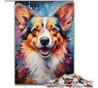 Puzzle 1000 pièces pour Adultes, Chien Corgi coloré en Bois, idéal pour Noël et Le Nouvel an, Cadeau de Noël 50x75cm pour Les fêtes, Les Anniversaires et Les soirées Jeux en Famille.