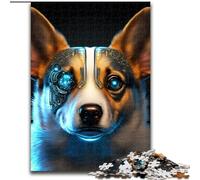 Puzzle 1000 pièces pour Adultes, Chien Cyborg Corgi en Bois, idée Cadeau déco Maison Unique 50x75cm, activité Adulte et familiale, Cadeau déco Maison DIY