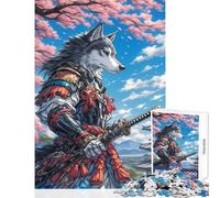 Puzzle 1000 pièces pour Adultes Chien d'Alaska Samouraï Jeu éducatif Idée Cadeau Jeu éducatif avec Le Père Noël Dimensions 38x52cm