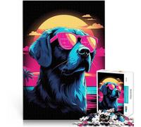 Puzzle 1000 pièces pour Adultes Chien dans Le Style de Miami Vice Activité familiale Convient pour la décoration de Bureau 75x50cm