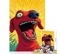 Puzzle 1000 pièces pour Adultes Chien de Dessin animé à la Gueule Ouverte Jeu Impossible pour améliorer sa mémoire (50x75cm)