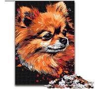 Puzzle 1000 pièces pour Adultes, Chien de Poméranie, en Carton, idéal pour Un Divertissement Relaxant, Un Cadeau de Noël ou Une décoration d'intérieur(1000 pièces, 26x38cm)