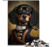Puzzle 1000 pièces pour Adultes Chien en Uniforme Militaire en Bois, Interaction familiale et défi cérébral, Défi d'activité familiale 1000 pièces(50x75cm)