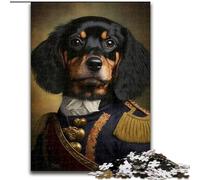 Puzzle 1000 pièces pour Adultes Chien en Uniforme Militaire, en Carton, idée Cadeau d'anniversaire, Jeu de réflexion Stimulant, 1000 pièces(26x38cm)