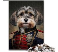 Puzzle 1000 pièces pour Adultes Chien en Uniforme Militaire Puzzle Art DIY Stimulant pour Les passionnés, Cadeau Parfait pour la détente (Taille : 50x75cm)
