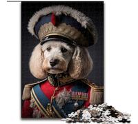 Puzzle 1000 pièces pour Adultes Chien en Uniforme Militaire Puzzles en Bois, pour la Famille et Les Amis, défi cérébral 1000 pièces(50x75cm)