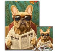 Puzzle 1000 pièces pour Adultes Chien lisant Un Journal Un Casse-tête Stimulant pour Les Adolescents, Une soirée de Jeux en Famille Amusante 26x38cm