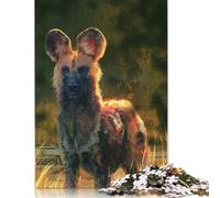 Puzzle 1000 pièces pour Adultes « Chien Sauvage d'Afrique » Puzzle carré, pour Adultes et Adolescents, Puzzles en Papier, Décoration d'intérieur, 38 x 26 cm/1000 pièces