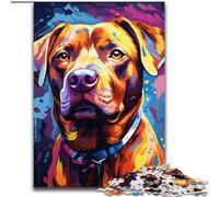 Puzzle 1000 pièces pour Adultes, Chiens colorés en Bois, pour Noël et Le Nouvel an, Cadeau de Noël 50x75cm pour Les fêtes, Les Anniversaires et Les soirées Jeux en Famille.
