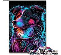 Puzzle 1000 pièces pour Adultes Chiens de Guerre néon en Bois, pour Adolescents à partir de 14 Ans, décoration d'intérieur 50x75cm pour Anniversaires, fêtes et Occasions spéciales