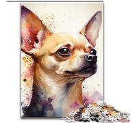 Puzzle 1000 pièces pour Adultes Chihuahua Aquarelle en Bois, ce Qui en Fait Un Excellent Cadeau pour s'amuser en Famille 50x75cm pour Un Cadeau d'anniversaire, de Vacances, de Noël ou d'halloween