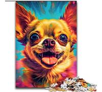 Puzzle 1000 pièces pour Adultes Chihuahua Hippie en Bois, ce Qui en Fait Un Excellent Cadeau pour s'amuser en Famille 50x75cm pour Un Cadeau d'anniversaire, de Vacances, de Noël ou d'halloween