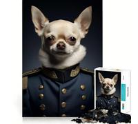 Puzzle 1000 pièces pour Adultes,Chihuahua,Officier Militaire,Découpe Premium,Jeu de réflexion,Loisirs créatifs,Décoration de Noël (38x26cm)