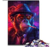 Puzzle 1000 pièces pour Adultes Chimpanzé fumé Puzzle 1000 pièces Jeu interactif Familial, Cadeau Stimulant pour Les Cerveaux (Taille 26x38cm)