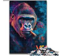 Puzzle 1000 pièces pour Adultes, chimpanzé Fumeur, activité de cohésion familiale, Cadeau Unique pour Les fêtes et Les Anniversaires 50x75cm