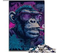 Puzzle 1000 pièces pour Adultes, chimpanzé Fumeur, Jeu Familial, décoration d'intérieur Unique et Cadeaux pour Les 14 Ans et Plus (Taille 50x75cm)