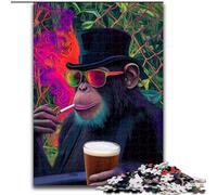 Puzzle 1000 pièces pour Adultes Chimpanzé Fumeur Parfait pour s'amuser en Famille à Noël, Thanksgiving, Les Anniversaires et Pâques 50X75CM