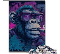 Puzzle 1000 pièces pour Adultes Chimpanzé Fumeur, Un Casse-tête Stimulant pour Les Adolescents, Une soirée de Jeux en Famille Amusante 50x75cm