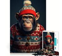 Puzzle 1000 pièces pour Adultes Chimpanzés Joyeux Jeu d'ajustement précis Jouet de compétences cognitives Temps de Jeu Relaxant Cadeau de Loisirs Festif (38x26cm)