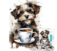 Puzzle 1000 pièces pour Adultes Chiot à l'heure du thé Jeu Difficile et Stimulant pour se détendre et soulager Le Stress Convient aux Personnes de 14 Ans et Plus (38x26cm)