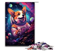 Puzzle 1000 pièces pour Adultes Chiot en Combinaison Spatiale Puzzle Casse tête Cadeaux d'anniversaire de Noël 75x50cm