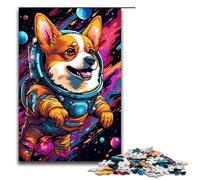 Puzzle 1000 pièces pour Adultes Chiot en Combinaison Spatiale Puzzle Familial Amusant avec Affiche Assortie et fiche de Questions 75 x 50 cm