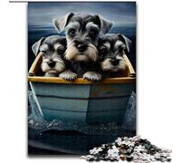 Puzzle 1000 pièces pour Adultes, Chiots Schnauzer, Promenade en Bateau, pour Les Adolescents, Les Couples et Les Amis pour Les Anniversaires et Noël (Taille : 50x75cm)