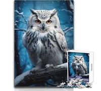 Puzzle 1000 pièces pour Adultes - Chouette Blanche et Neige - Idéal pour des Moments de détente et de Calme - Découpe Nette et Uniforme - Dimensions 38x26cm