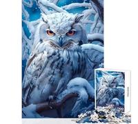 Puzzle 1000 pièces pour Adultes Chouette Blanche perchée dans la Neige Jeu éducatif et Artistique Collection d'artistes Beaux-Arts 50x75cm